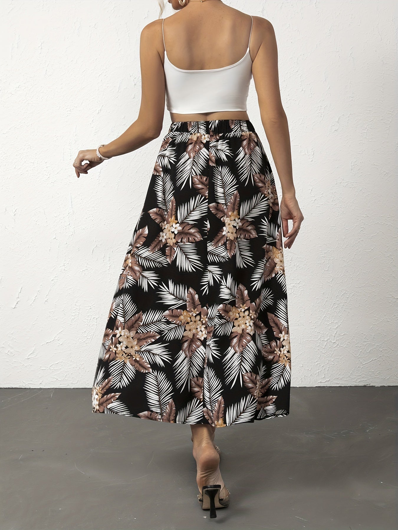 Boho Floral Print High Waist Skirt for Spring & Summer