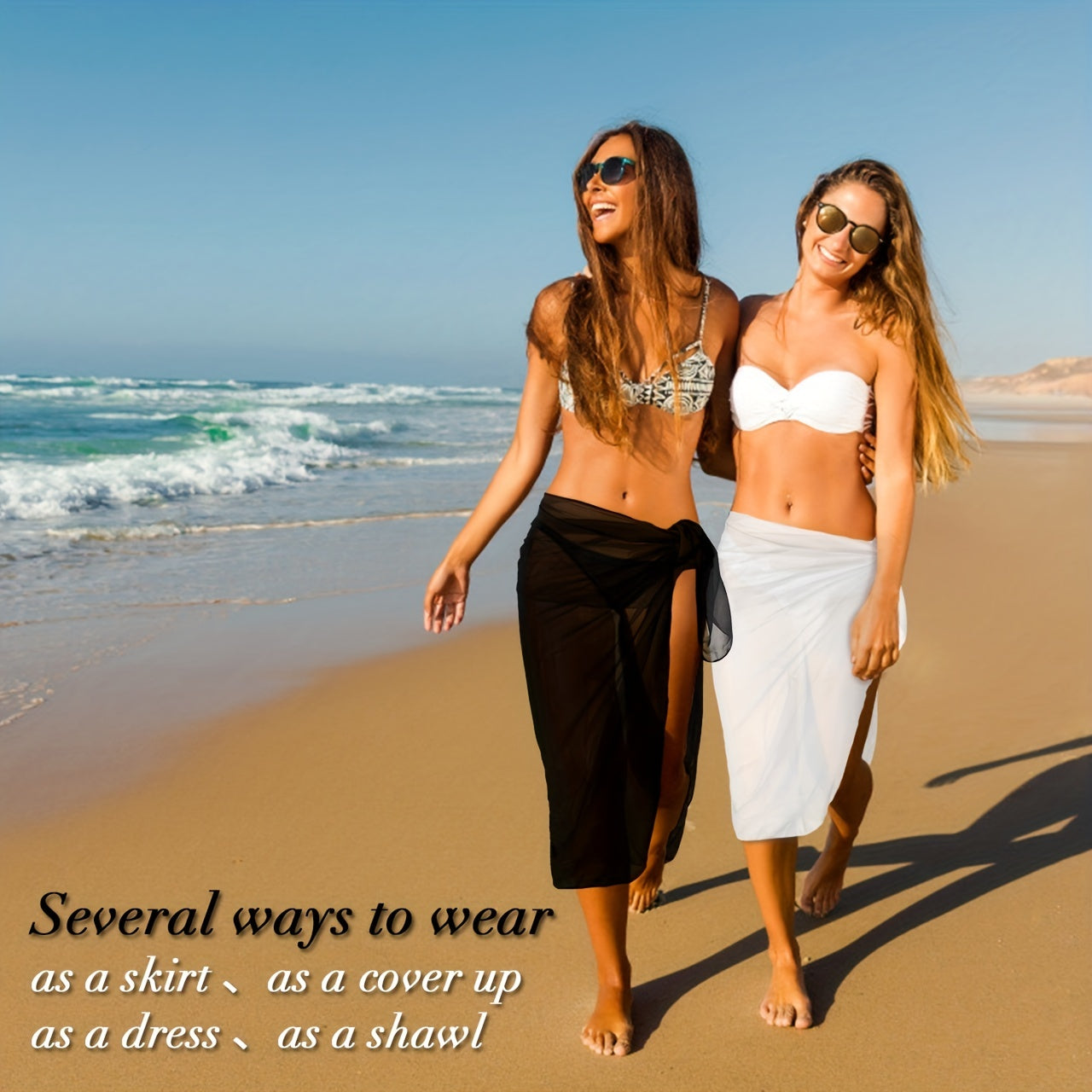 Solid Scarf Shawl Wrap Casual Polyester Head Wrap For Summer Beach