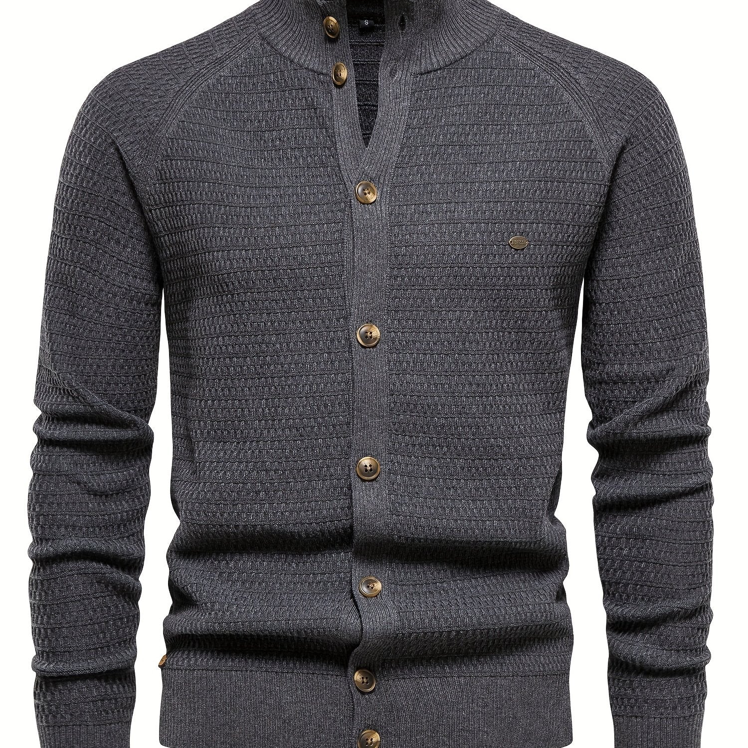 Men's Knitted Cardigan Mock Neck Sweater