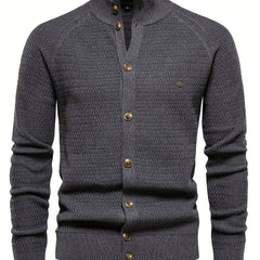 Men's Knitted Cardigan Mock Neck Sweater