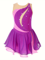 Girls Sleeveless Dance Skating Dress Comfortable