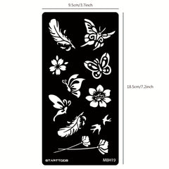 Floral Butterfly Feather Finger Wrist Body Temporary Tattoo