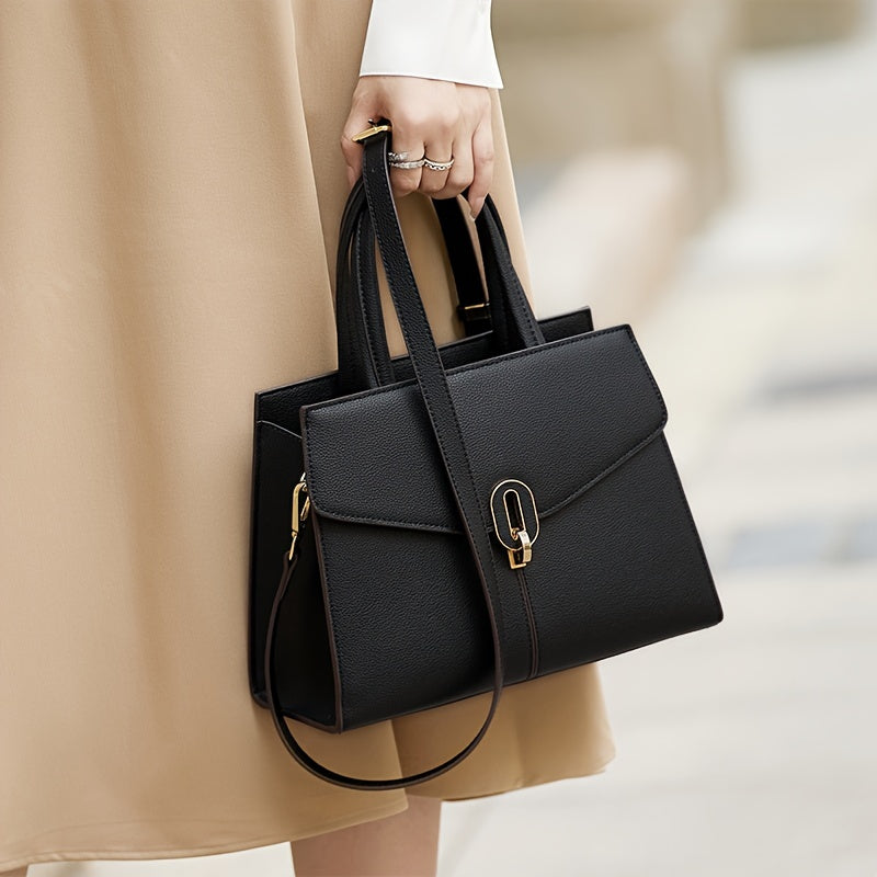 Brown Leather Satchel Handbag with Adjustable Strap