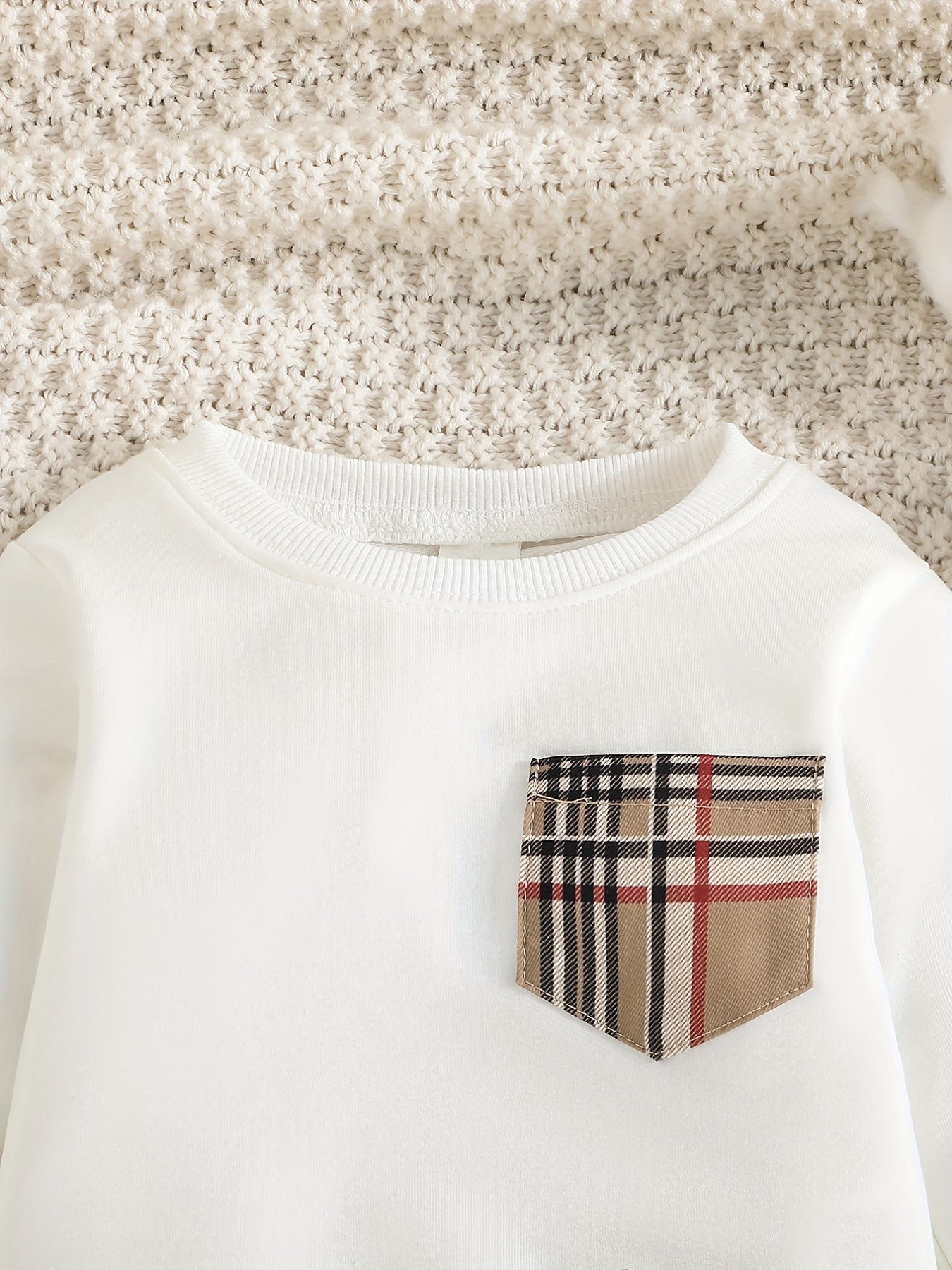Baby Boys Long Sleeve Sweatshirt & Plaid Pants Set