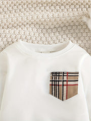 Baby Boys Long Sleeve Sweatshirt & Plaid Pants Set