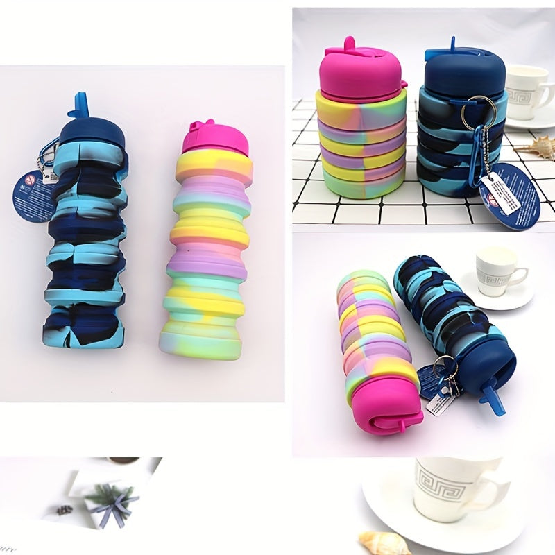 500ml Silicone Folding Water Cup Portable Camouflage Bottle