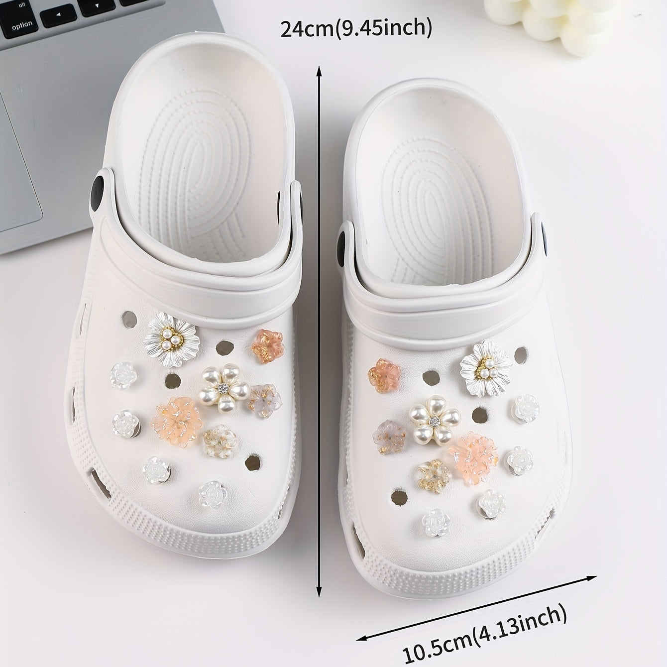 20Pcs Camellia Cartoon Shoe Charms, DIY Clog Decoration Set for Women