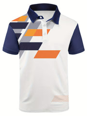 Men's Geometry Polo Shirt for Summer Outdoor Activities