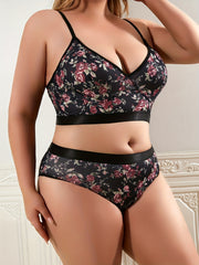 Floral Print Bra & Panty Set - High Stretch Lingerie