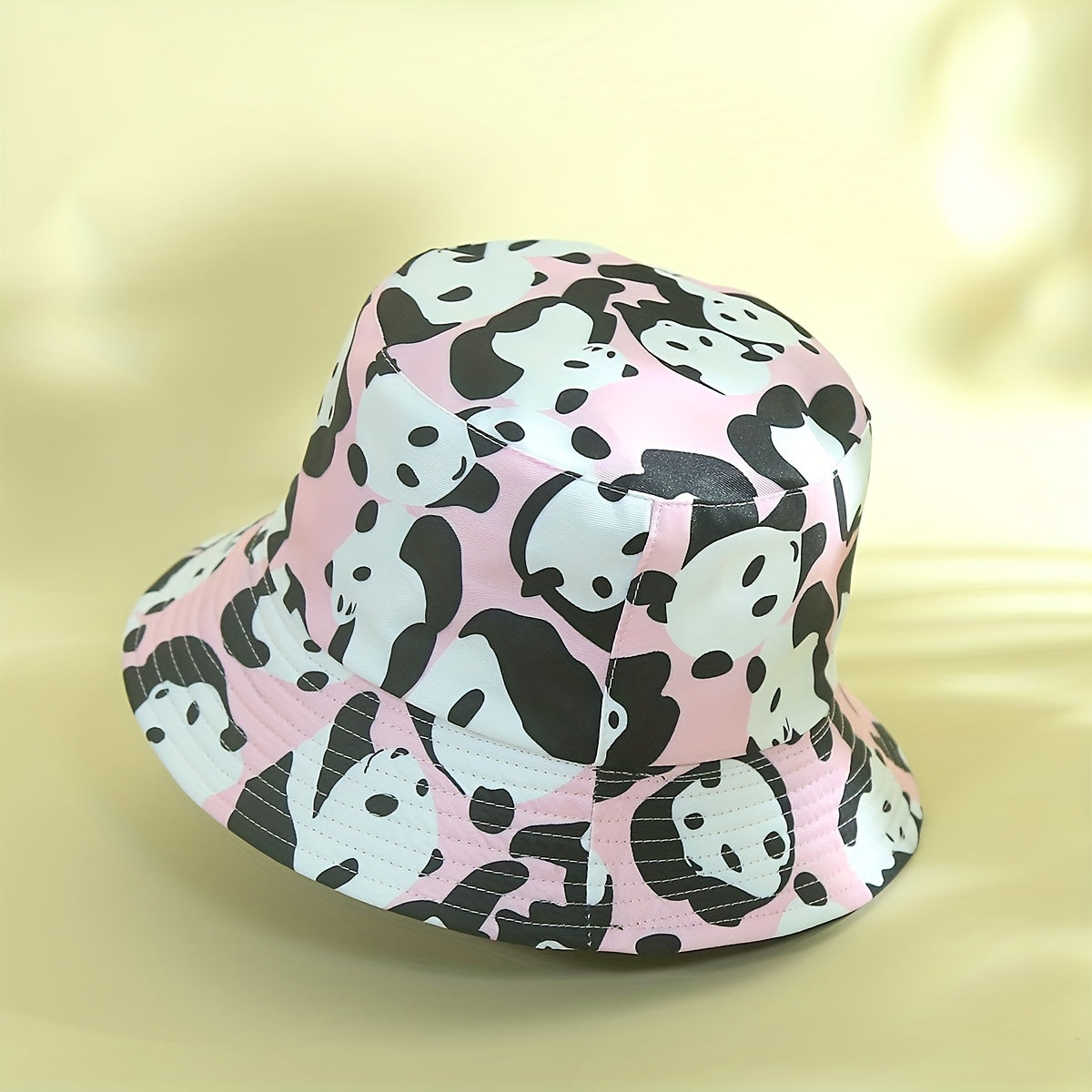 Reversible Panda Print Bucket Hat Cartoon Sunscreen Basin Hat
