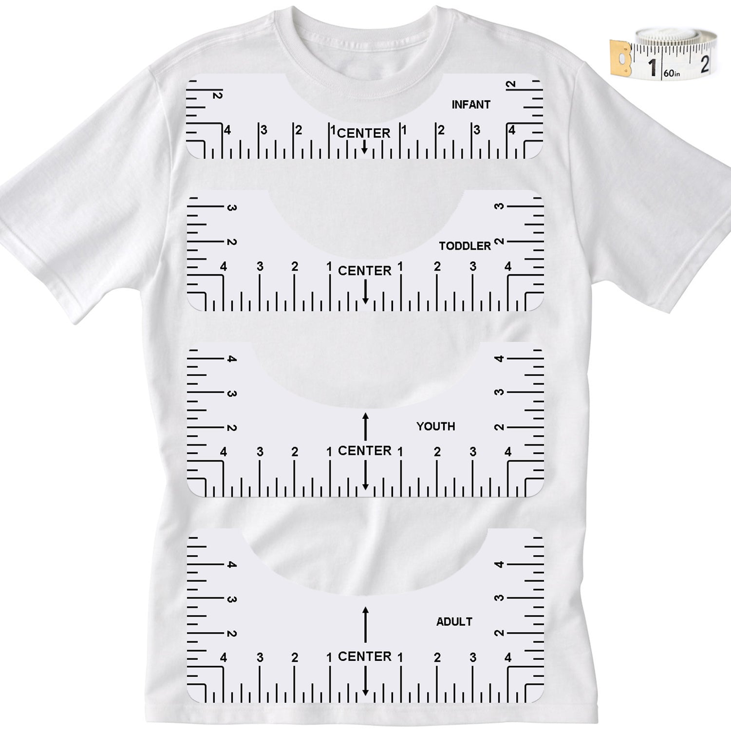 4pcs T Shirt Ruler Guide Vinyl Sublimation Heat
