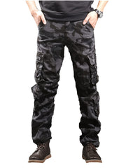 Solid Cotton Men's Cargo Pants for Outdoor Activities