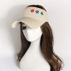 Flower Embroidery Visor Hat Mesh Knitted Sun Hat Baseball Cap For Women