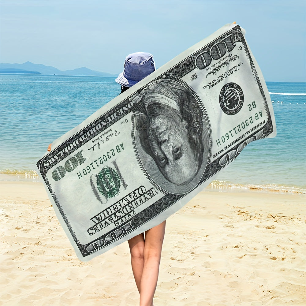 100 Dollar Bill Microfiber Beach Towel - Lightweight & Quick Drying