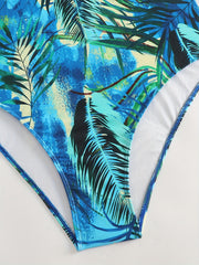 Tropical Print Halter One Piece Swimsuit