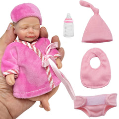 Mini Palm Solid Silicone Reborn Girl And Boy Doll With Two Outfits