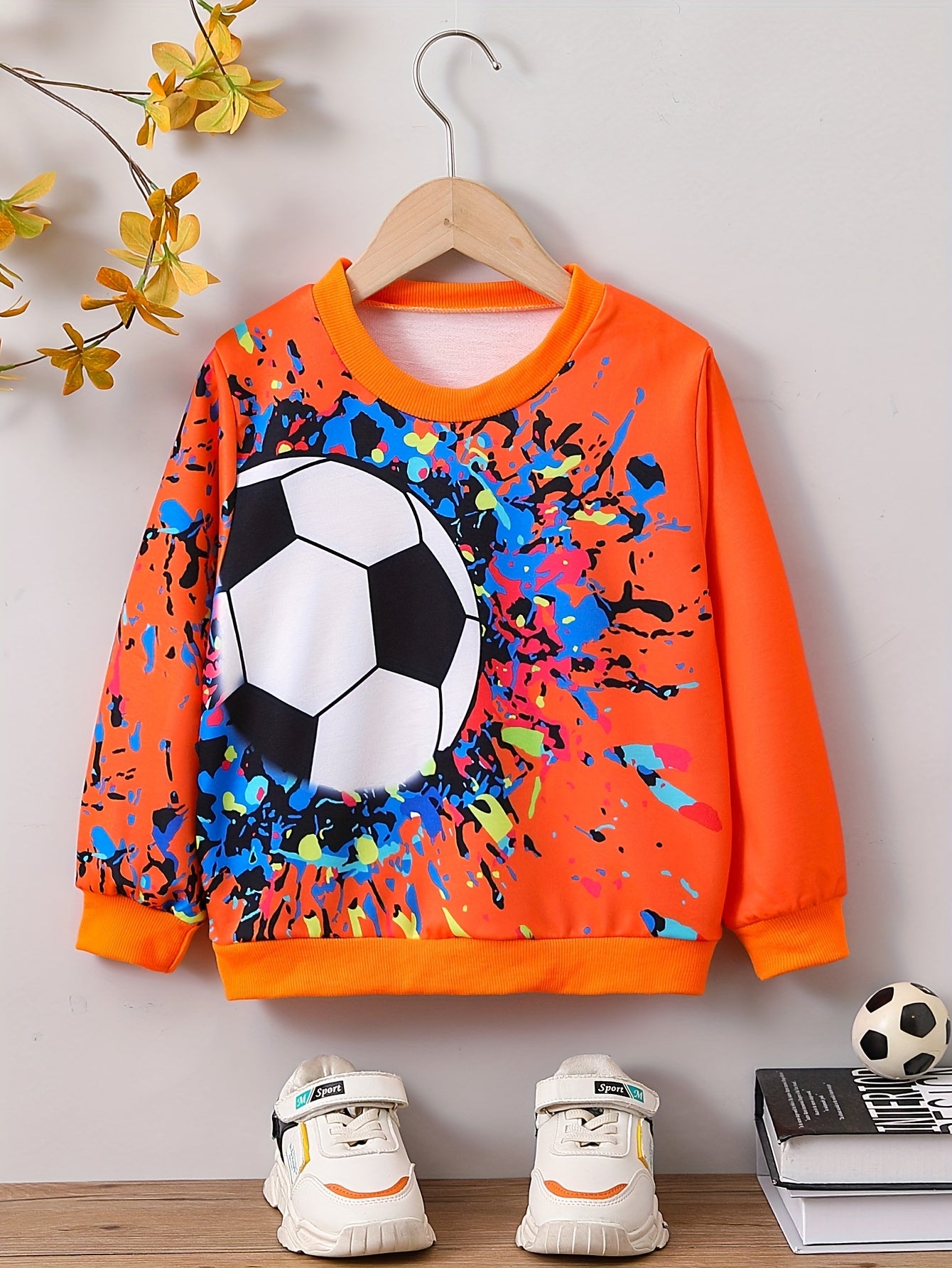 Boys Football 3D Print Sweatshirt Long Sleeve Crew Neck Kids Clothing