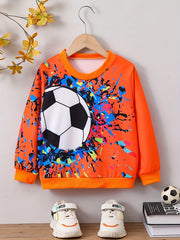 Boys Football 3D Print Sweatshirt Long Sleeve Crew Neck Kids Clothing