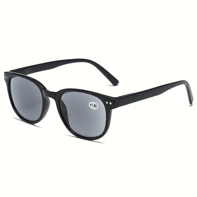 Men's Oval Rivet Glasses Anti Light UV Protection with Cloth Bag