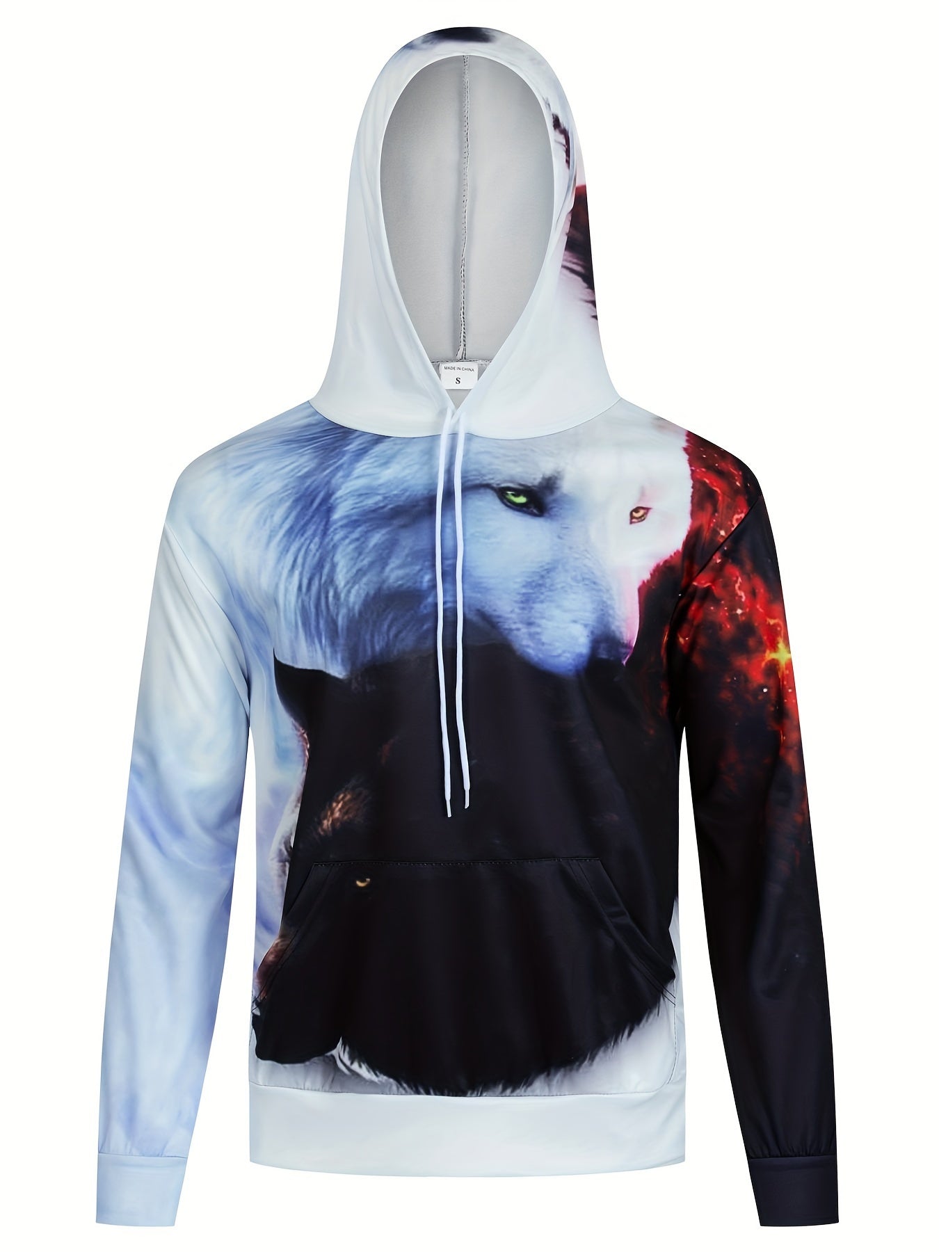 Wolf 3D Print Hoodies Men Graphic Hoodie Kangaroo Pocket Loose Hooded Pullover