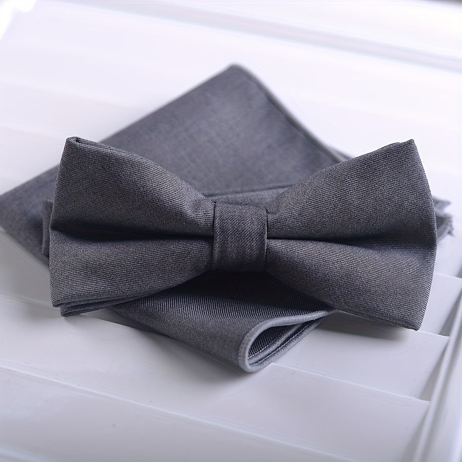 Men's Bow Tie and Square Scarf Combo for Formal Dress