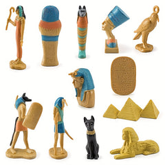 12-Piece Egyptian Pyramid Lion Face Mummy Box Toy Set