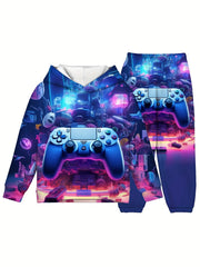 Toddler Boys Game Controller 3D Hooded Sweatshirt & Sweatpants Set