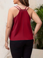 Casual Cami Top Womens Plus Solid Split Strap Summer Top