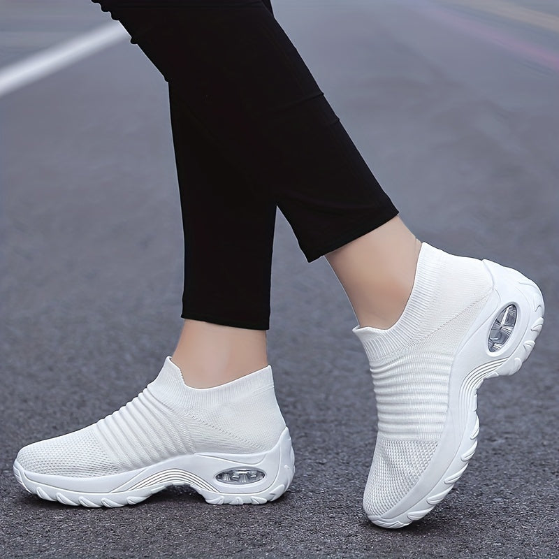 Women's Knit Sock Sneakers Slip On Platform Shoes Lightweight Sports