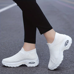 Women's Knit Sock Sneakers Slip On Platform Shoes Lightweight Sports