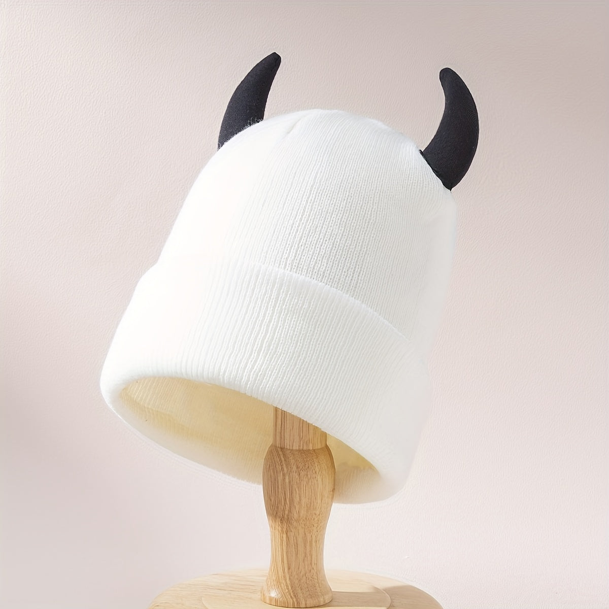 Cartoon Horn Soft Beanie Unisex Knit Hat Skull Cap Warm Beanies