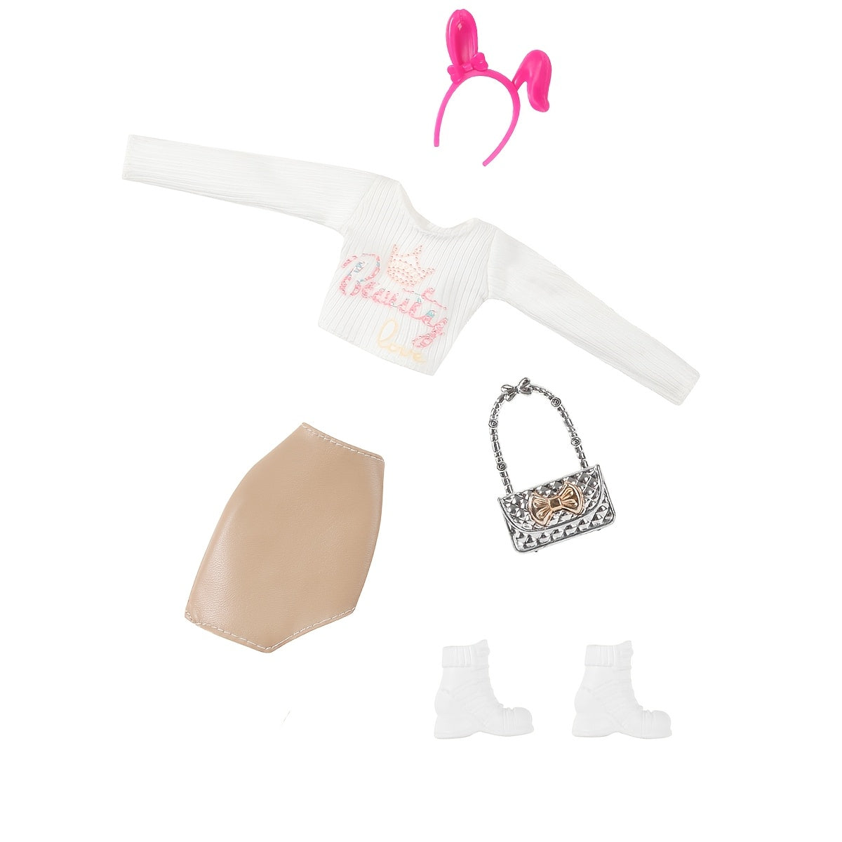 Polyester Leather Pants & Skirt Set for Girls
