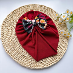 Soft Elastic Strip Flower Baby Hat With Bow For Girl