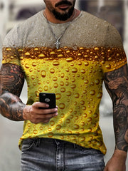 Stylish 3D Beer Graphic Print T-Shirt for Summer