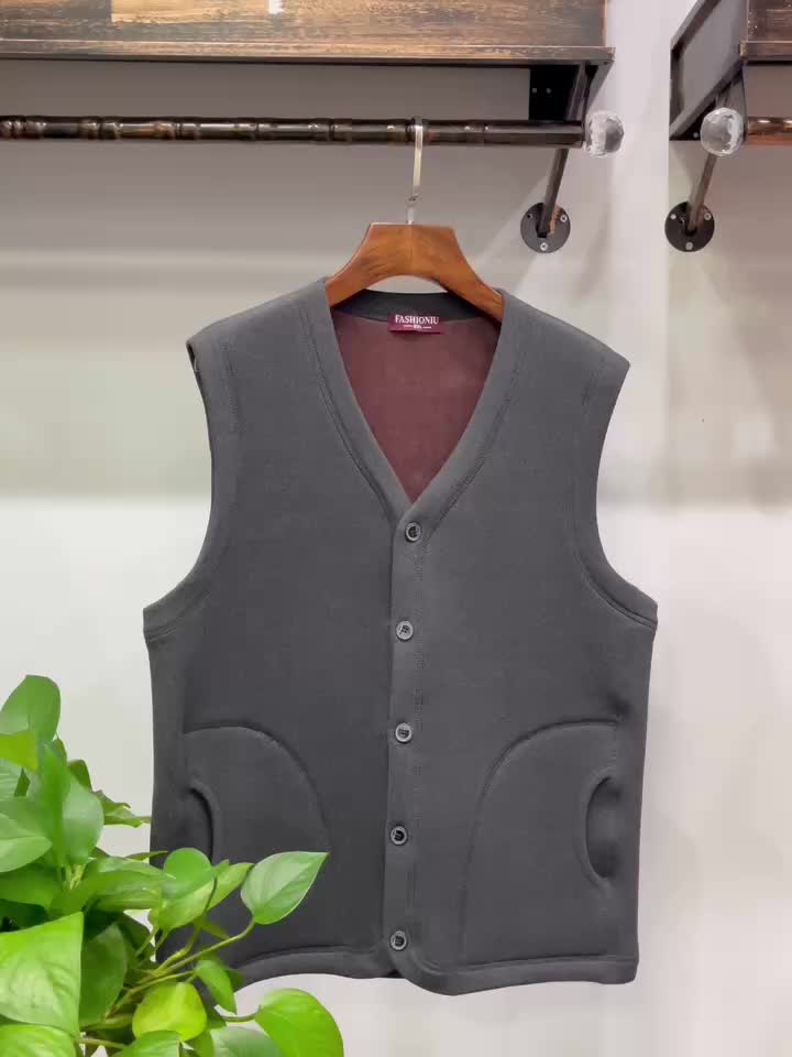 Vintage Button Up V Neck Vest for Fall Winter