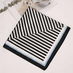 Striped Bandana Classic Print Square Scarf Head Wrap Women Satin Neckerchief Hai
