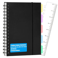 A5 Spiral Notebooks with 5 Colored Dividers - 240 Pages