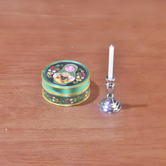 1:6 Scale Sewing Box & Candlestick Set Vintage Style Dollhouse Accessories