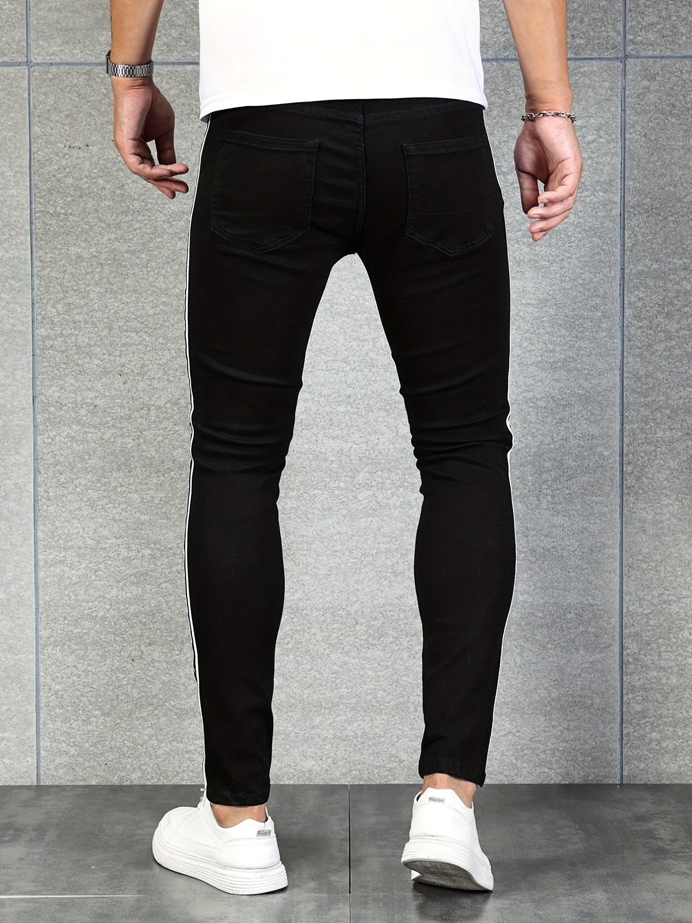 Men's Slim Fit Ripped Jeans Medium Stretch Denim Pants