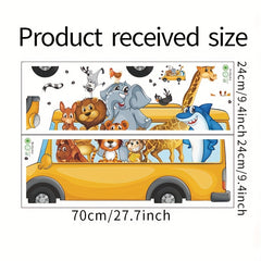 2pcs Cartoon Animal Bus Wall Stickers Room Refrigerator PVC Waterproof Removable