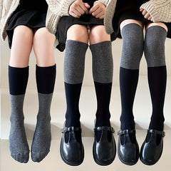 3 Pairs Girls Kids Over the Knee Stockings Block Calf Socks