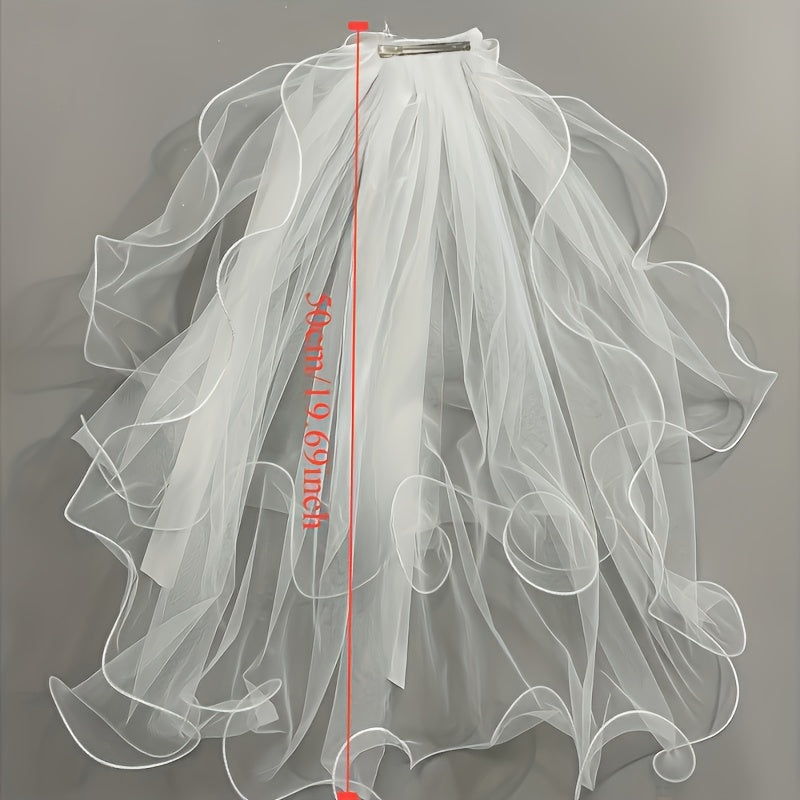 Ivory Tulle Bridal Veil Cape Shawl for Women
