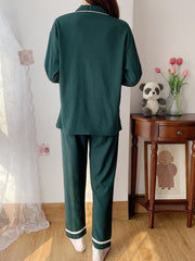 2pcs Loungewear Set Long Sleeve Top & Pants Women's Pajama Set