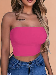 Off Shoulder Solid Tube Top Sexy Cropped Summer Sleeveless Top