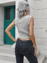 Knitted Sleeveless Crop Tank Top V Neck Sexy Vest Women's Tops