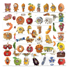 69 Cat Head Food Waterproof Stickers Laptop Luggage Helmet Skateboard
