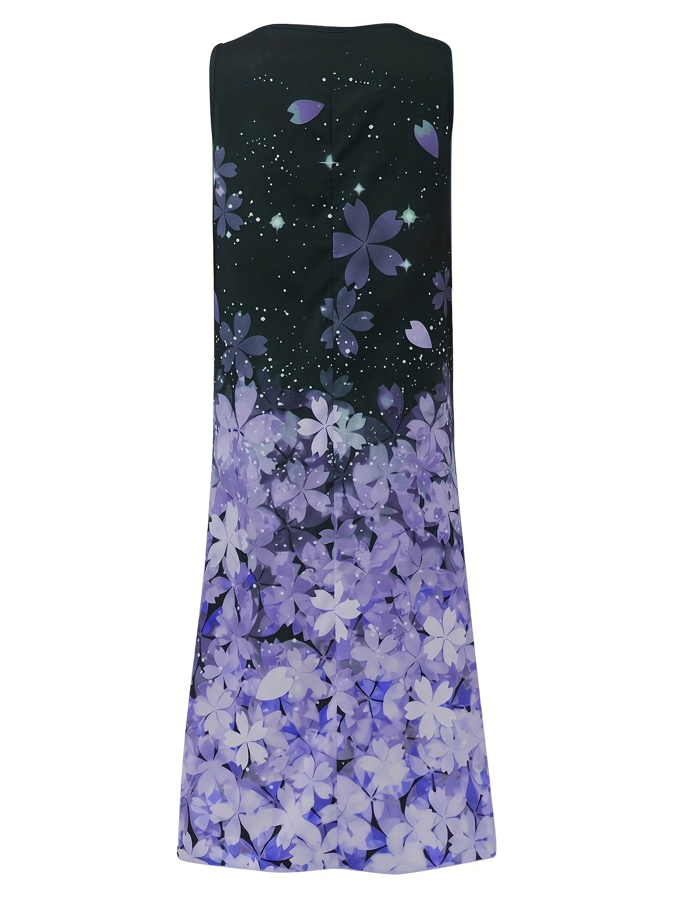Solid Open Front Coat & Floral Print Tank Dress Set
