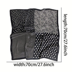 Paisley Polka Dot Print Bandana Satin Square Scarf Silk Head Wrap