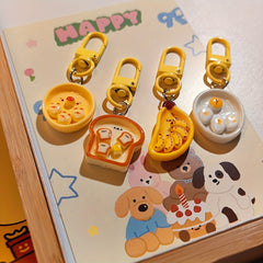 4pcs Breakfast Keychain Pendant Creative Decoration For Car Keys