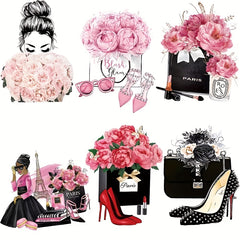 6pcs High Heel Iron On Transfer Clothing DIY Heat Sticker Flower Patch